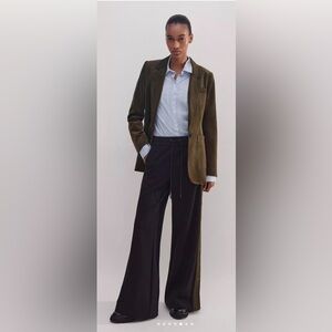 Me and Em wide leg track pants snap side stripe brown black US size 4